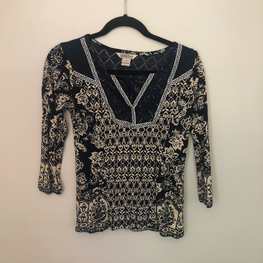 Blue Patterned Lucky Brand Blouse